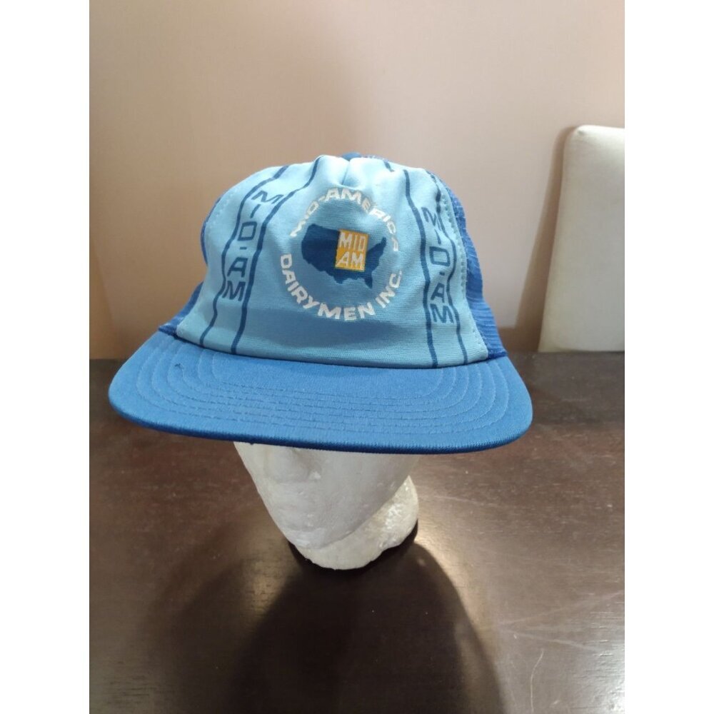 Vintage Mid-America Dairymen Inc Snapback Hat Mesh Trucker Farming Adjustable